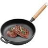 Hengrongshen Padella Ghisa, 25cm Cast Iron Pan Antiaderente Naturale & Senza Rivestimento Chimico, Padella in Ghisa Pura Forgiata Compatibile con Induzione, Elettrico e Gas