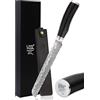 YOUSUNLONG Coltello da pane seghettato 203 mm - Coltello da gastronomia - Acciaio damasco giapponese martellato - Affettatrice per pane - Coltello per affettare - Manico in ebano naturale