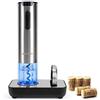 SIKITUT Cavatappi elettrico,SIKITUT Apribottiglie di vino senza fili,Apribottiglie automatico di vino con indicatore LED batteria e base di ricarica USB e taglierina di carta,Acciaio inossidabile