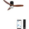 CREATE / WINDCALM S/Ventilatore da soffitto ABS con luce nero pale effetto legno scuro con Wifi e telecomando / 40W, Silenzioso, Ø112 cm, 6 velocità, funzione estate-inverno