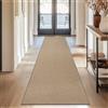 Capslpad Tappeto da ingresso, 60 x 240 cm, antiscivolo, per corridoio, lavabile, effetto iuta, resistente, per soggiorno, camera da letto, balcone, corridoio, colore naturale