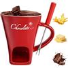 Audasi Tazza per Fonduta di Cioccolato, Tazza Cioccolata Calda Candela Fonduta Cioccolato Ceramica Set con Forchetta per Sciogliere e Mantenere in Caldo Formaggio Burro Caramello Chocolate Fondue Mug