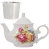 TEASFUSION Klassica Teiera Vintage British Royal Style in Ceramica, Teiera Grande da 30OZ Perfetta per Riunioni Quotidiane (Rosso, Grande)
