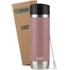 Campo Libre.® ANTO Tazza Termica - Termos Caffè Premium con Coperchio One-Touch, Thermos Caffe in Acciaio Inox a Doppia Parete, Mantiene le Bevande Calde per 6 h. Ideale per l'Auto. Rosa, 450ml
