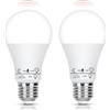 Aigostar Lampadina LED E27 con Sensore di Movimento 12W, Luce Bianca 6500K, 1170 Lm, Lampadine LED A60, Auto On/Off, Non Dimmerabile, Per Corridoio, Garage, Scale, Pacco da 2 Unità