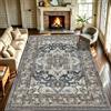WUTONG Tappeto Salotto Orientale Vintage Medaglione 160x230 cm Blu Navy | Lavabile in Lavatrice e Antiscivolo, Pelo Corto, Antimacchia, Classico per Zona Pranzo e Grandi Spazi Retrò