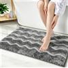 YOBWOK Tappeto Bagno,Tappetino in Microfibra,Onde 60x90cm | Tappeti Assorbente Antiscivolo, Soffice Tappetini Doccia,lavabile in lavatrice,per doccia,vasca da bagno e WC