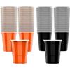 HIXNUG 100 bicchieri di plastica riutilizzabili per Halloween, 56,7 g, colore nero e arancione, per cene, compleanni, decorazioni da tavola di Halloween