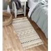 JaeMoose Tappeto in cotone, trapuntato, lavabile, retrò, con nappe, stile marocchino, per soggiorno, camera da letto, porta d'ingresso (bianco, 60 x 180 cm)