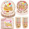 Hmfmdy Stoviglie per Feste a Tema Animali, 50 Pezzi Decorazioni per Feste a Tema Capibara, Stoviglie per Compleanno Bambini con Piatti, Bicchieri Tovaglioli Carta - 10 Ospiti