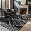 DEFYNEE Tappeto soggiorno 150x210 cm Tappeto soggiorno, Tappeto lavabile, Pelo corto, antiscivolo, Facile manutenzione, Vintage & Boho Rug per cameretta, camera da letto, ufficio, Nero