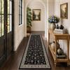 INOVADAY Tappeto Lavabile Boho 80x250 cm Nero da Corridoio | Camera da Letto, Cucina, Vintage, Ufficio, Sala da Pranzo, Atrio, Pelo Corto, Antiscivolo, Stampa, Morbido, Facile da Pulire