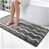 YOBWOK Tappeto Bagno,Tappetino in Microfibra,Onde 90x150cm | Tappeti Assorbente Antiscivolo, Soffice Tappetini Doccia,lavabile in lavatrice,per doccia,vasca da bagno e WC