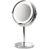 Medisana Cm 840 Specchio Cosmetico con Illuminazione a Led, Specchio Da Trucco con Ingrandimento 5X, Specchio Da Tavolo, Doppia Faccia, Girevole a 360°, Argento, 31.5 X 20.5 cm