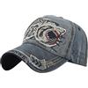 YULOONG Cappello da baseball vintage denim ricamato squalo Trucker cappello retrò bordo sfilacciato cappello da sole 100% cotone Outdoor Cap Unisex