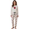 Peanuts Pigiama Donna Invernale in 100% Caldo Cotone Art. 63241 - Maglia Manica Lunga con Ricamo in Spugna + Pantalone Fantasia