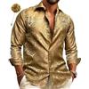 Foweknow Camicia da uomo a maniche corte, in raso, jacquard, per il tempo libero, estiva, non necessita di stiratura, casual, a maniche corte, elegante, con bottoni, camicia estiva, con colletto alto