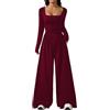 uxxnjfg Salopette Donna Sport Coordinati Jumpsuit Elegante Tuta Completo Casual | Vita Alta, Lunga, Tuta Intera Donna Estiva, Tempo Libero, Scollo a V, Larghi, Maniche Lunghe, Autunno