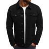 F6QUM Giacca di jeans da uomo Button Down Slim fit tinta unita manica lunga casual shacket jeans cappotto con patta tasca