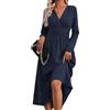 QUNERY Abito Donna Estivo Manica Corta Vestiti Vita Alta A Line Abiti Scollo a V Elegante Vestito Estivi Lunghi Casual Abito Spiaggia