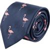 King & Priory Cravatta Ricamata Flamingo Blu Navy a Spina di Pesce