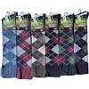Cozy Flair 6 paia di calzini da uomo alti al ginocchio in cotone Argyle, calzini da equitazione, in cotone ricco, taglia UK 6-11, resistenti e alla moda, Multicolore, 6-11