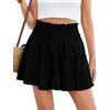 CMTOP Gonna Donna Corta Estiva Elastica a Vita Alta Minigonna A-Linea Balze Tulle Gonne Elegante Tinta Unita Gonna Pantaloncino Spiaggia Mini Gonna con Pantaloncini sotto