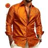 Foweknow Camicia da uomo a maniche corte, in raso, jacquard, per il tempo libero, estiva, non necessita di stiratura, casual, a maniche corte, elegante, con bottoni, camicia estiva, con colletto alto