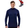 Merino.tech 100% Lana Merino Dolcevita Uomo - Maglia Termica + Calzini | Maglione 2 Stili Di Collo,Non Pizzica Calore e Stile Casual, Protezione e Traspirabilità Ideali Per Il Trekking e Lo Sci