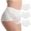 TRIFOLIUM Culotte a Vita Alta in Pizzo Floreale Elasticizzato e Trasparente