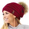 TOSKATOK®Cappello da Donna in Maglia Lavorata a Maglia con PON PON Staccabili in Pelliccia Sintetica