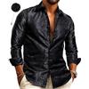 Foweknow Camicia da uomo a maniche corte, in raso, jacquard, per il tempo libero, estiva, non necessita di stiratura, casual, a maniche corte, elegante, con bottoni, camicia estiva, con colletto alto