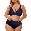 Yutdeng Taglie Forte Costume da Bagno Due Pezzi Taglie Forti Vita Alta Bikini Set Sexy Push Up Imbottito Reggiseno e Slip A Vita Alta Controllo della Pancia Costume Donna Mare per Estate Spiaggia