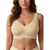 SHEKINI Reggiseno da donna senza ferretto, senza cuciture, comodo scollo a V, bralette integrale, grande seno con supporto, comodo, reggiseno Jelly Bra con spalline larghe M-5XL