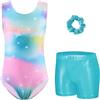 Arshiner Body Ginnastica Bambina Set Danza Ritmica Artistica Tuta Sportiva Senza Maniche Shorts Metallizzati Fascia Capelli Elastico Abbigliamento Fitness Balletto Costume Spettacolo Bambina 3-10 Anni