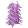 OMEWEE Vestito da bambina con paillettes nappa, abito latino, senza maniche, con spalline sottili, frange, con brillantini, ballroom, feste, balletto, rumba samba cha cha, jazz