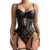 Ausing Sexy Lingerie Set Pelle Wetlook Pizzo Tuta Corpo Maglia Pizzo Corpo Sexy Lingerie di Charme Corsage Intimo