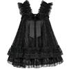 Satini Babydoll Sissy in Raso e Pizzo | Doppio Strato, Velo Floreale, Fiocco Decorativo, Balze e Volant, Uso Versatile, Taglie S-XXL
