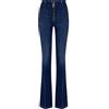 Elisabetta Franchi Jeans a Zampa in Cotone Stretch con nervature Blu Blue Denim