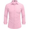 COOFANDY Camicia da uomo a maniche lunghe, elasticizzata, vestibilità regolare, tinta unita, facile da stirare, per il lavoro e il tempo libero