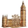 Music Park Puzzle 3D Legno Big Ben Con London Eye - Kit Modellismo Da Costruire Adulti, 3 Modalità Di Luce, Passatempo Per Adulti, Puzzle in Legno Per Adulti, Migliori Regali Di Compleanno