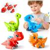 Kssvzz Assemblaggio Dinosauro Giocattolo Per Bambini - 4 Pezzi con Suoni & Luci | Magnetici Assemblaggio Dinosauri Set, STEM Educativi Giocattoli per Bambino e Bambina 2-5 anni, Regalo Compleanno & Natale