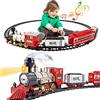 deAO Set di Treni Giocattolo per Bambini - Classico a Tema Natalizio | Con Luci Effetto Fumo, Volume Regolabile On/Off, 4 Carrozze, Forma Ovale o Rotonda, Trenino Elettrico per Bambini 3+ Anni