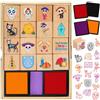 DPKOW Dia de Los Muertos Timbri per Bambini Artigianato con Tampone di Inchiostro, Timbri in Legno per Bambini Fai-da-Te Dia de Los Muertos Regalo Gadget, Messicano Teschio Scheletro Catrina Rose