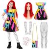 nezababy Sally Costume per bambini, costume di Halloween da Sally, vestito con parrucca, maniche, leggings borsa, vestito natalizio da Nnightmare