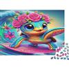6N2X9A4S Tartaruga Colorata con Corona di Fiori Puzzle 1000 Pezzi Carta per Adulti Scena Onde Oceaniche Puzzle per Adulti Relax Decorazione Casa Regalo Famiglia 52x38cm/1000pcs