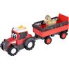 Dickie Toys ABC Massey Ferguson Trattore per bambini a partire da 1 anno (30 cm) - Trattore da fattoria con rimorchio per animali e cavallo, giocattolo per incoraggiare le capacità motorie con parti