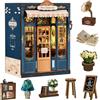 Tecnock Book Nook Kit per adulti e ragazzi, libreria vintage con luce touch, casa in miniatura fai da te, puzzle in legno 3D regalo (sala lettura pergola)