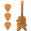 YAVRIX Chitarra in Miniatura in Legno con Supporto e Scatola Porta Plettri, Mini Strumento Musicale Decorativo Micro Paesaggi, Ornamento da Scrivania, 12x4.5 cm