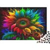 6N2X9A4S Girasole Colorato Puzzle 1000 Pezzi Carta per Adulti Arte Floreale Notturna Puzzle per Famiglia Relax Decorazione Regalo 38x26cm/1000pcs